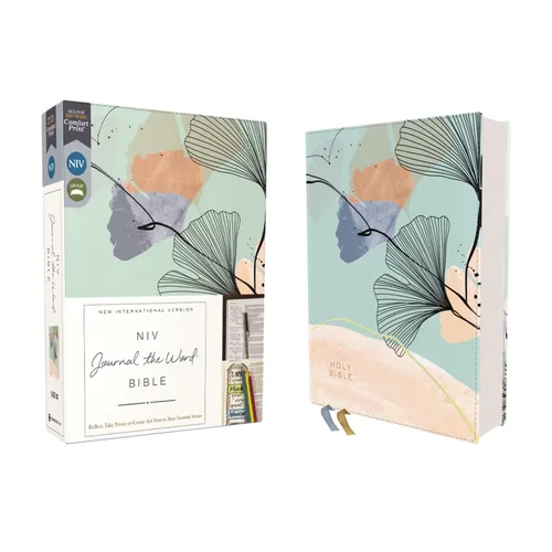 Niv, Journal the Word Bible (Perfect for Note-Taking), Leathersoft, Teal/Floral, Red Letter, Comfort Print: Reflect, Take Notes, or Create Art Next to