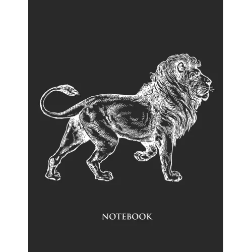 Lion Notebook: Hand Writing Notebook - Large (8.5 x 11 inches) - 110 Numbered Pages - Black Softcover