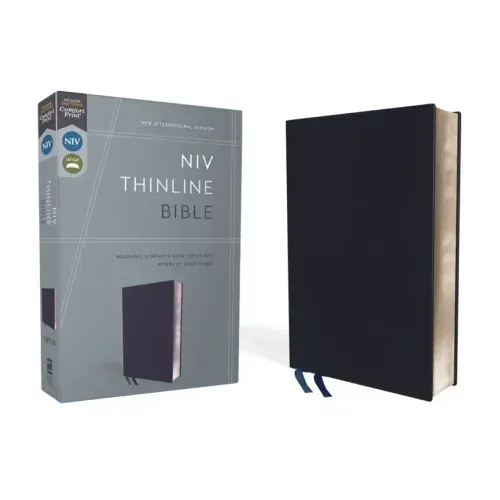 NIV, Thinline Bible, Bonded Leather, Navy, Red Letter Edition