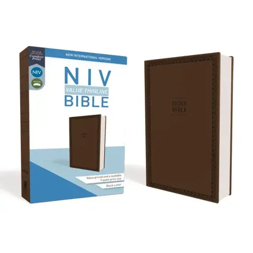 NIV, Value Thinline Bible, Imitation Leather, Brown