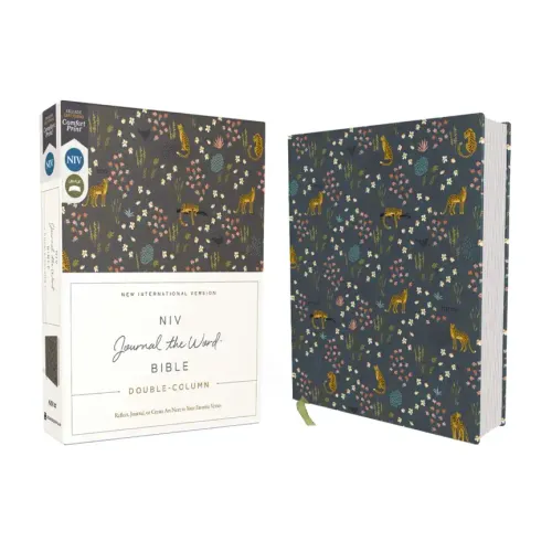 Niv, Journal the Word Bible (Perfect for Note-Taking), Double-Column, Cloth Over Board, Navy Floral, Red Letter, Comfort Print: Reflect, Take Notes, o